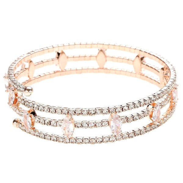 Marquise Oval Spread Rhinestone Wrap Bracelet
