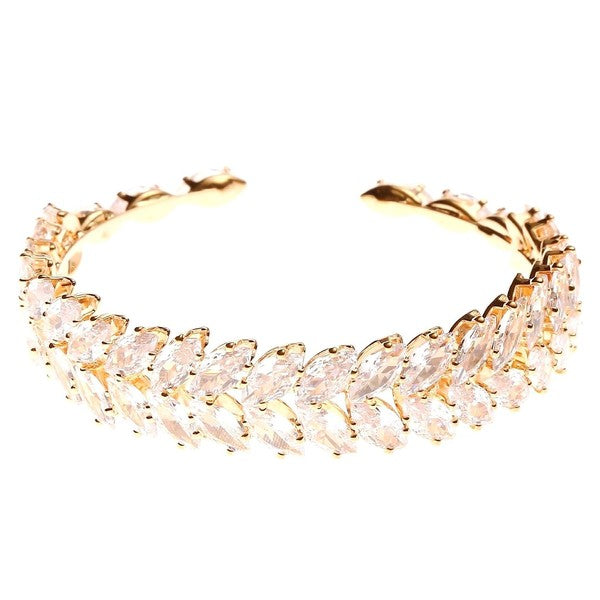 Chic Leaves Cubic Zirconia Spring Wrap Bracelet