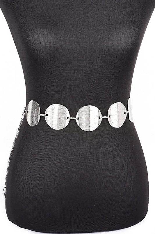 Satin Textured Disk Chain Belt