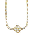 Faux Moter of Pearl Clover Tennis Bracelet
