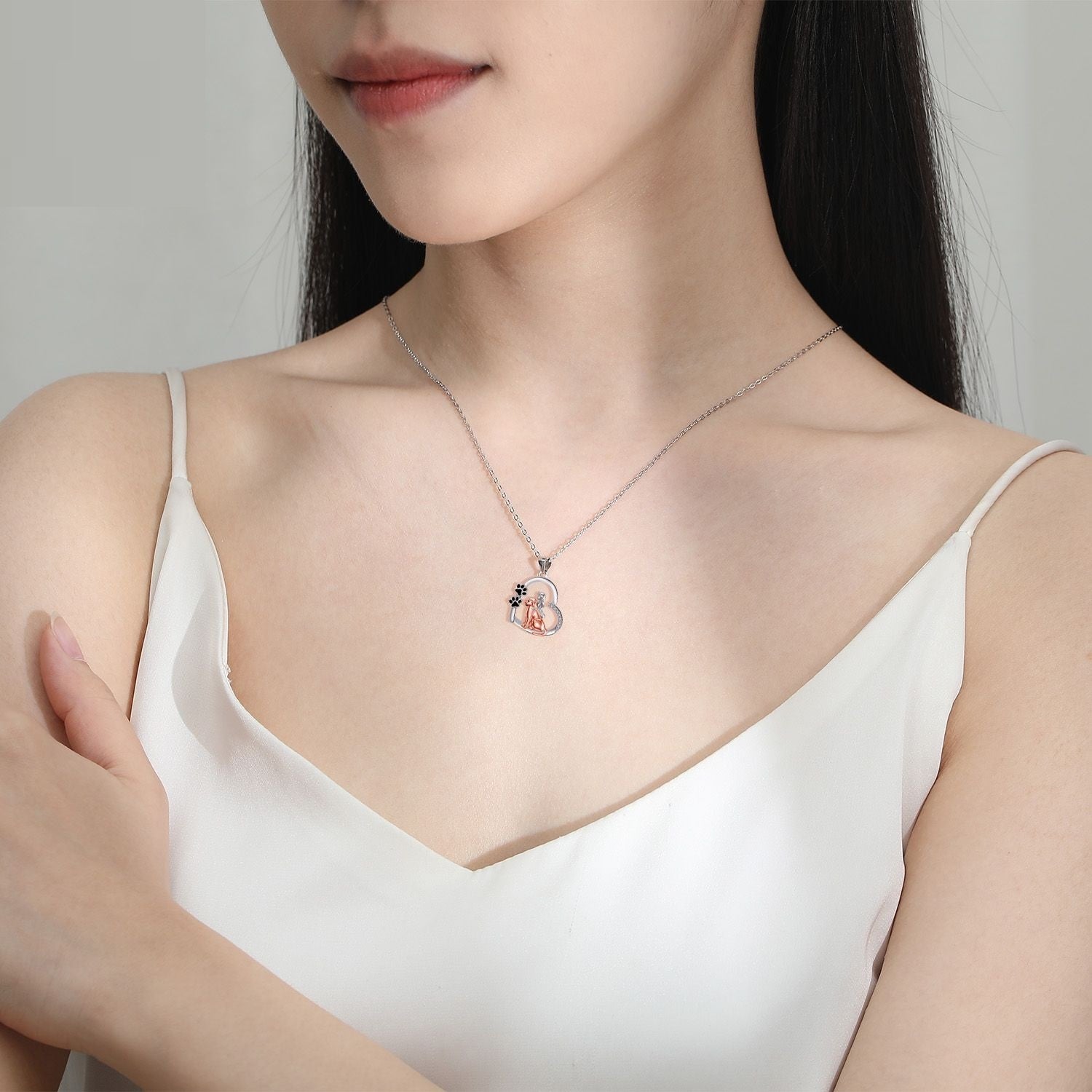 Heart-shaped Dog And Girl Personality Design Necklace Fashion
