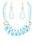 Crystal Mesh Tubing Statement Necklace Set