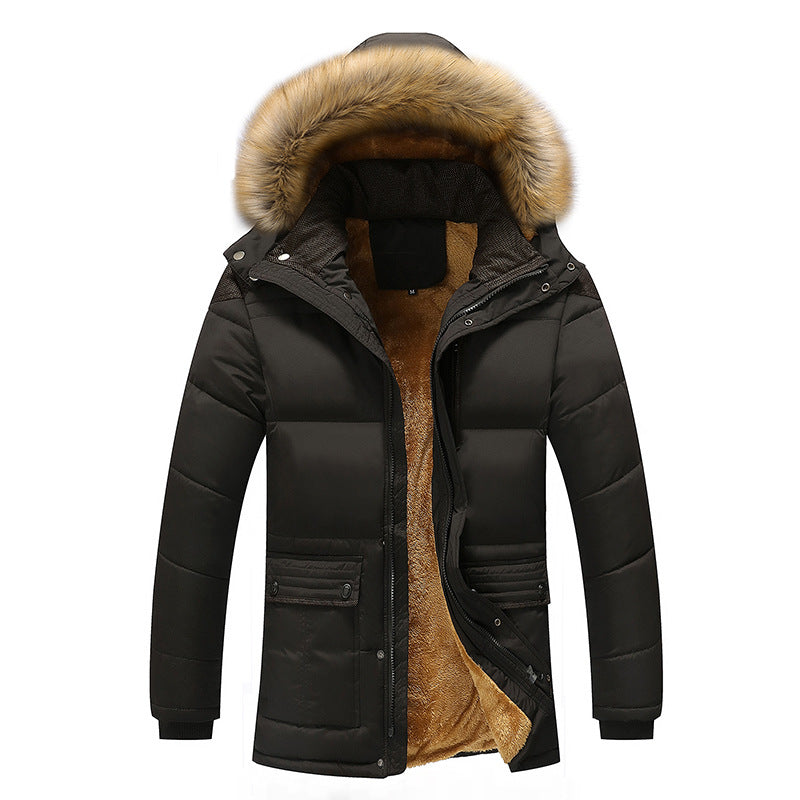Autumn and winter youth casual long-sleeved men's winter clothing plus velvet cotton jacket Korean version of the jacket cotton clothes