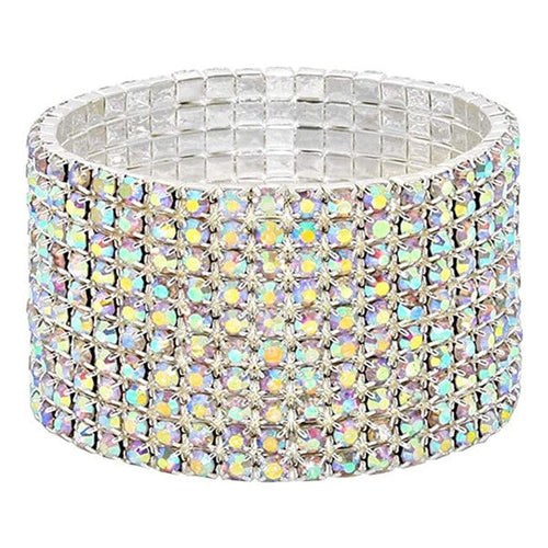 10 Row Strand Line Stretch Rhinestone Bracelet