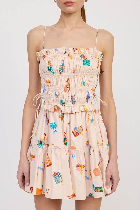 GATHERED POPLIN MIN DRESS