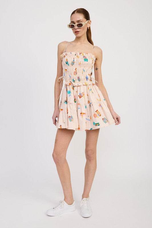 GATHERED POPLIN MIN DRESS