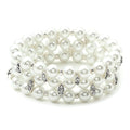 Crystal Accents on Pearl 3 Strand Stretch Bracelet