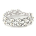 Two Rows Pearl Crystal Rhinestone Bracelet