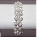 Crystal Circle White Pearl Link Bracelet