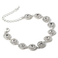 Round Rhinestone Circle Wrapped Stud Link Bracelet