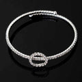 Silver Crystal Simple Coil Bracelet