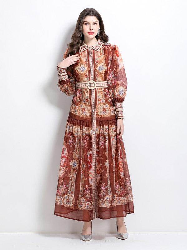 WOMEN FASHION CHIFFON MAXI DRESS