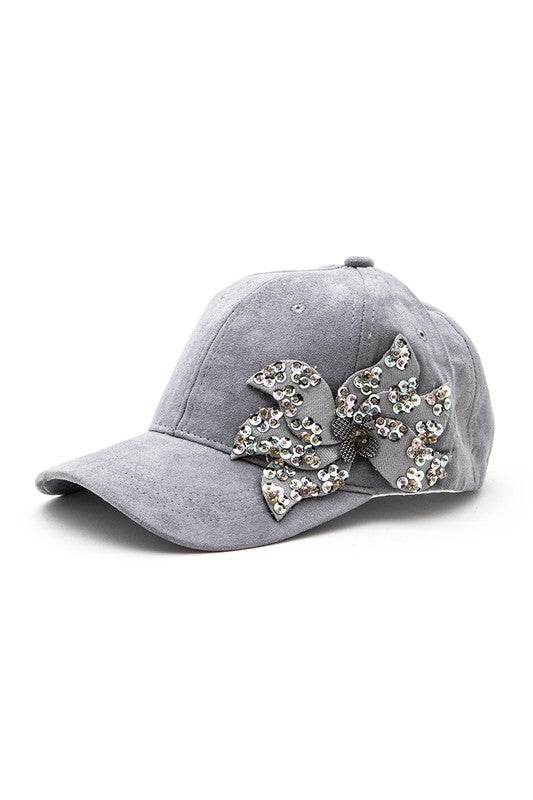 Beaded Flower Suede Fashion Cap