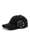 Beaded Flower Suede Fashion Cap