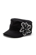Sequins Beaded 3D Flower Statement Cadet Hat