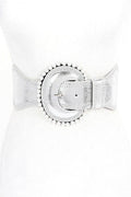 Pearl Accent Metallic Elastic Wide Belt