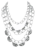 Statement Animal Printed Layered Chain Necklace