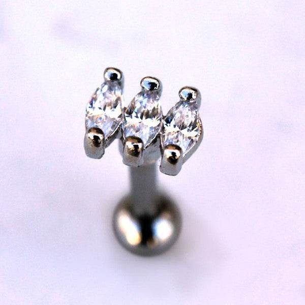 316L Stainless Steel Mini Triple Marquise Cut CZ
