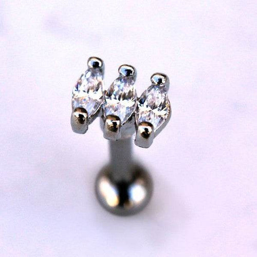 316L Stainless Steel Mini Triple Marquise Cut CZ