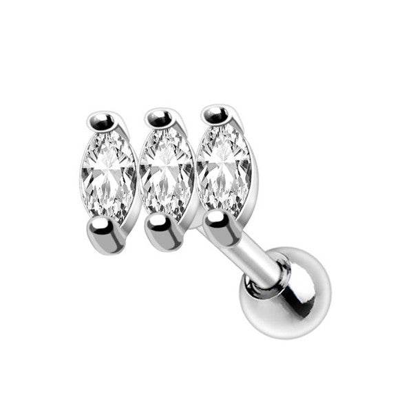 316L Stainless Steel Mini Triple Marquise Cut CZ