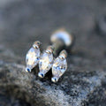 316L Stainless Steel Mini Triple Marquise Cut CZ