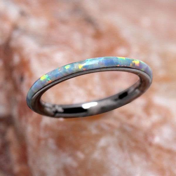 316L Stainless Steel White Synthetic Opal Seamless