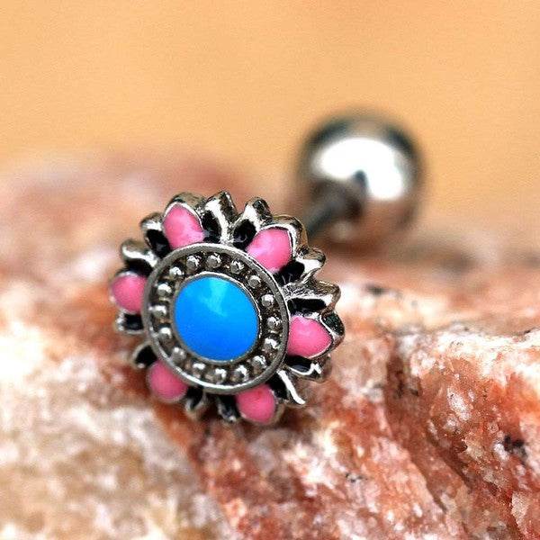 316L Stainless Steel Pastel Flower Cartilage