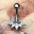 316L Stainless Steel Marquise Cut CZ Navel Ring