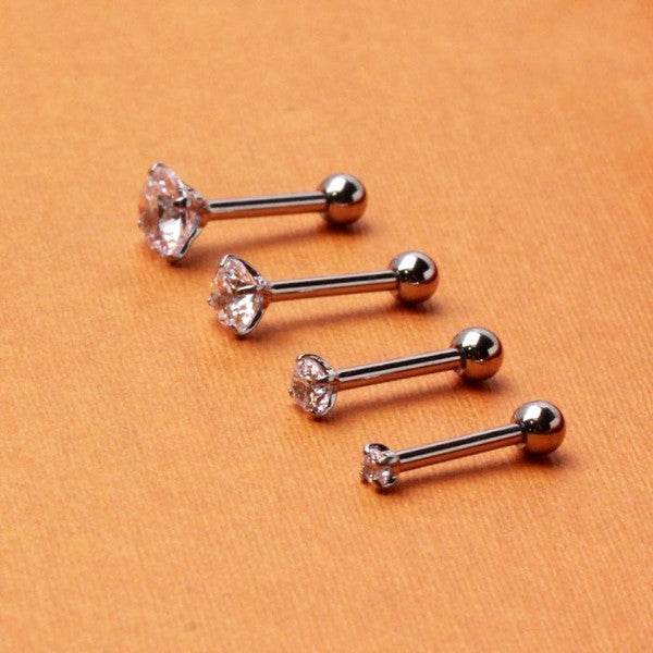 316L Stainless Steel Prong Set CZ Triple Helix