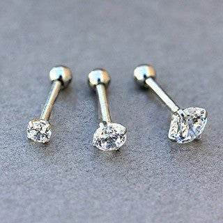 316L Stainless Steel Prong Set CZ Triple Helix