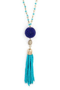 Beaded Tassel Pendant Long Necklace