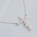 Modern Mixed-Cut Stone Cross Pendant Necklace