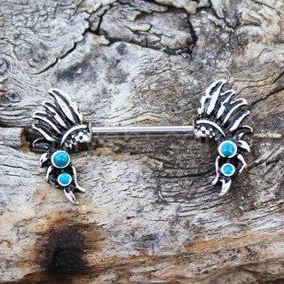 316L Stainless Steel Turquoise Feather Headdress