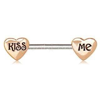 Rose Gold Kiss Me Heart Nipple Bar