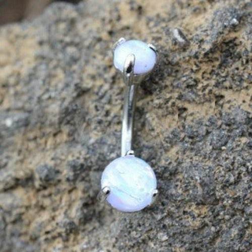 316L Stainless Steel Navel Ring with Prong Set