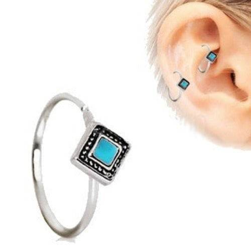 316L Stainless Steel Rhombus Cut Turquoise