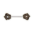 316L Stainless Steel Nipple Bar with Antique Gold