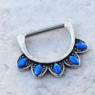 316L Stainless Steel Turquoise Tribal Nipple