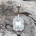 316L Stainless Steel Rectangle Checkerboard Cut CZ