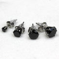 Pair of 316L Surgical Steel Black Round CZ Stud