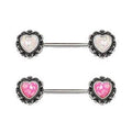 316L Stainless Steel Filigree Synthetic Opal Heart