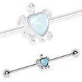 316L Stainless Steel Heart Synthetic Opal Turtle