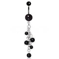316L Surgical Steel Black Acrylic Navel Ring with