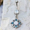 316L Stainless Steel White Opal Sunburst Navel