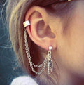 Silver Dangle Ear Cuff Clip Stud Wrap Earring