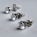 Pair of 316L Surgical Steel Clear Round CZ Stud