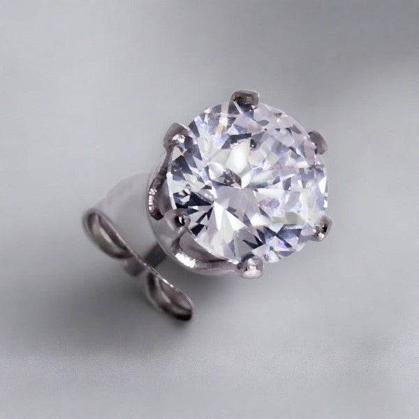 Pair of 316L Surgical Steel Clear Round CZ Stud