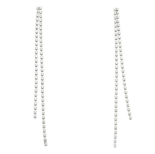 2 Lines Strand Rhinestone Tassel Earrings