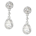 Circle Dangle Teardrop CZ Cubic Earrings