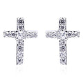 Chick Cubic Zirconia CZ Cross Stud Earrings